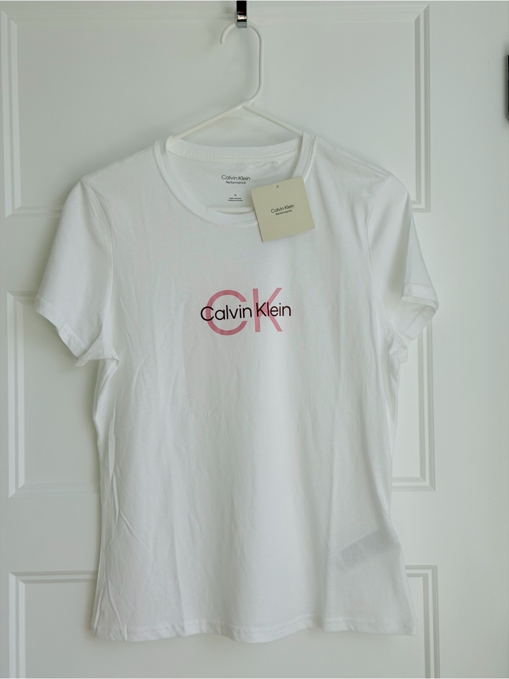 Calvin Klein White Tee with Pink CK Monogram